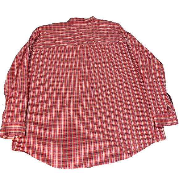 Chaps Button Down Shirt Mens Size 3XB Red Plaid Easy Care Long Sleeve Preppy - Picture 2 of 7